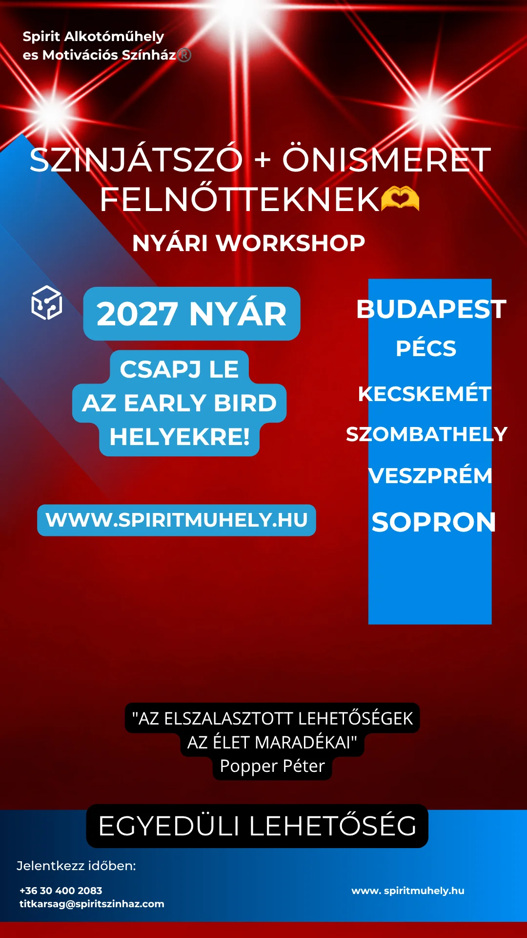 Nyári önismereti színjátszó táborok 2027 Nyári önismereti színjátszó táborok 2027